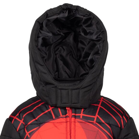 NWT Marvel Spider-Man Toddler Boys Zip Up Puffer Jacket Red/Black 4T - Picture 4 of 9